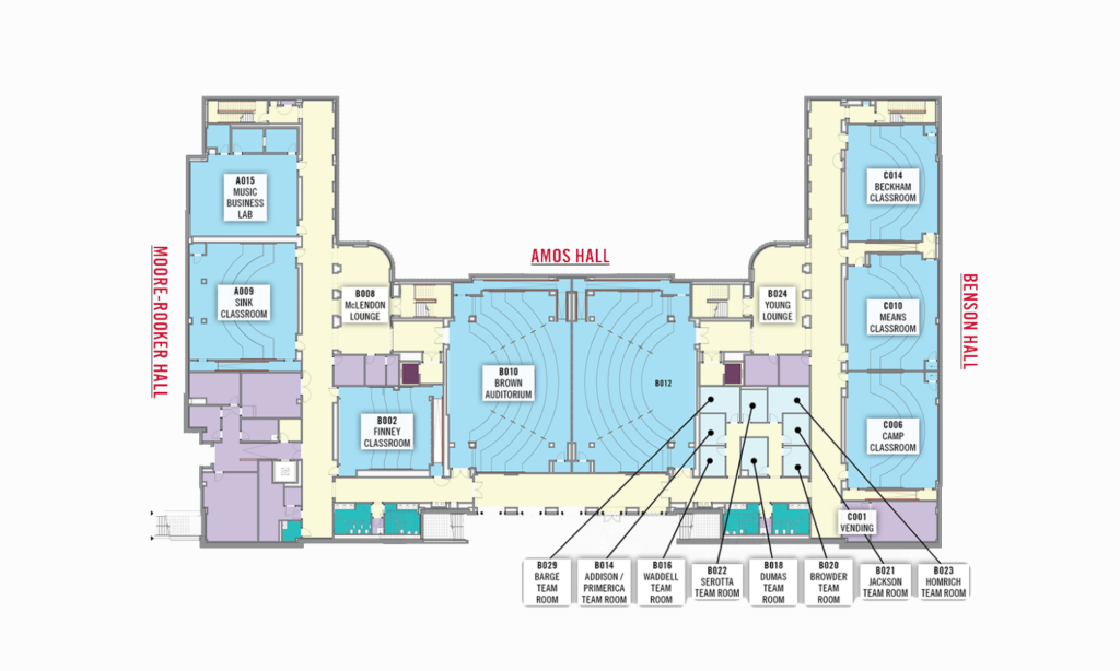 Amos, Benson, and Moore-Rooker Hall: Floor 1