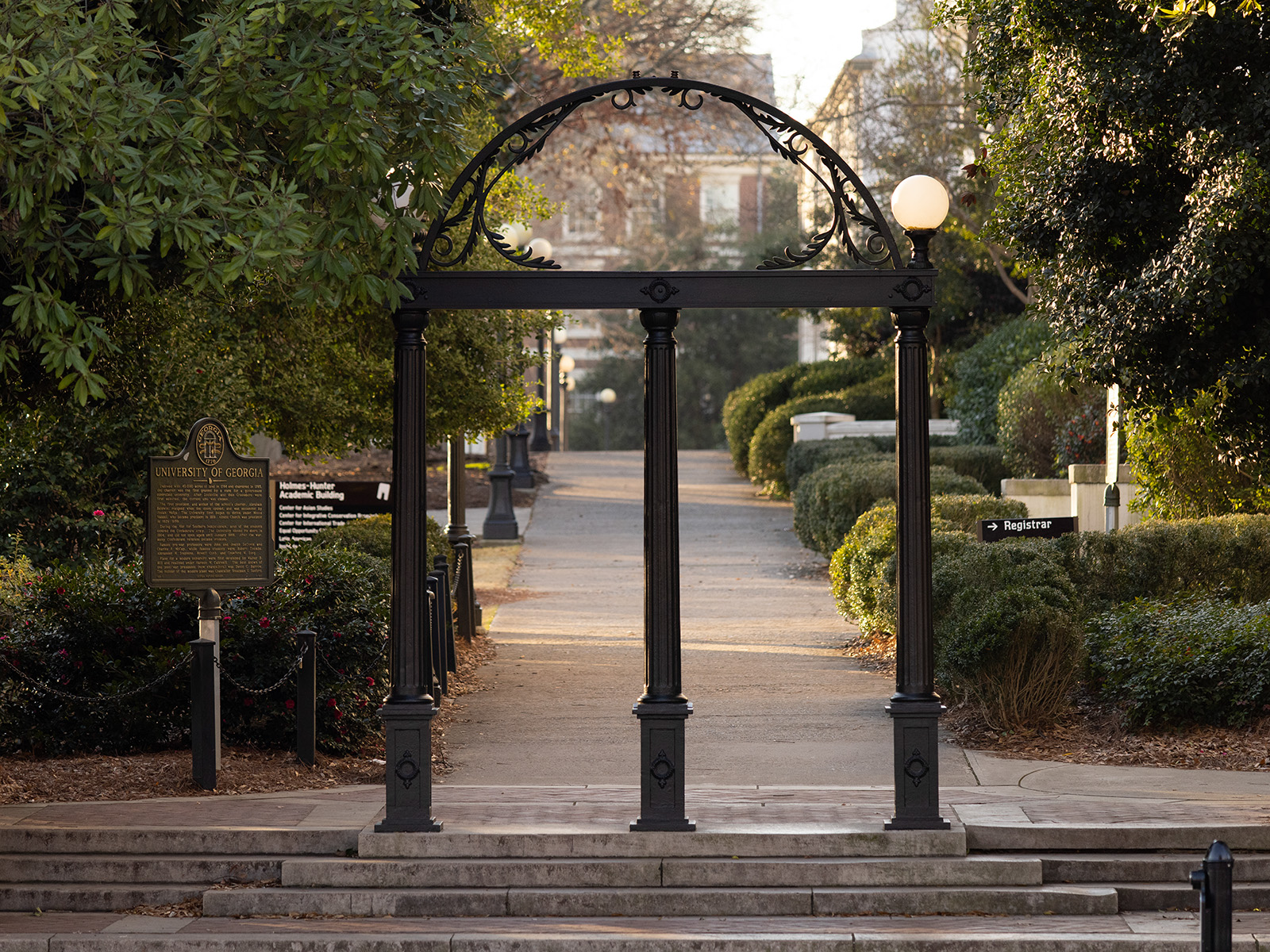 Photo of the Arch on UGA's north campus taken from Broad Street looking onto campus