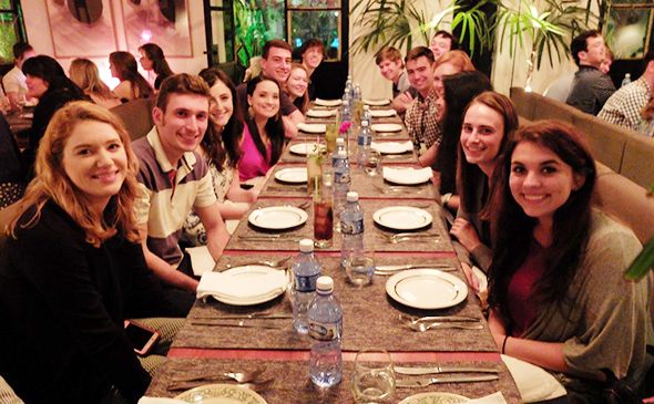 Students at dinner table