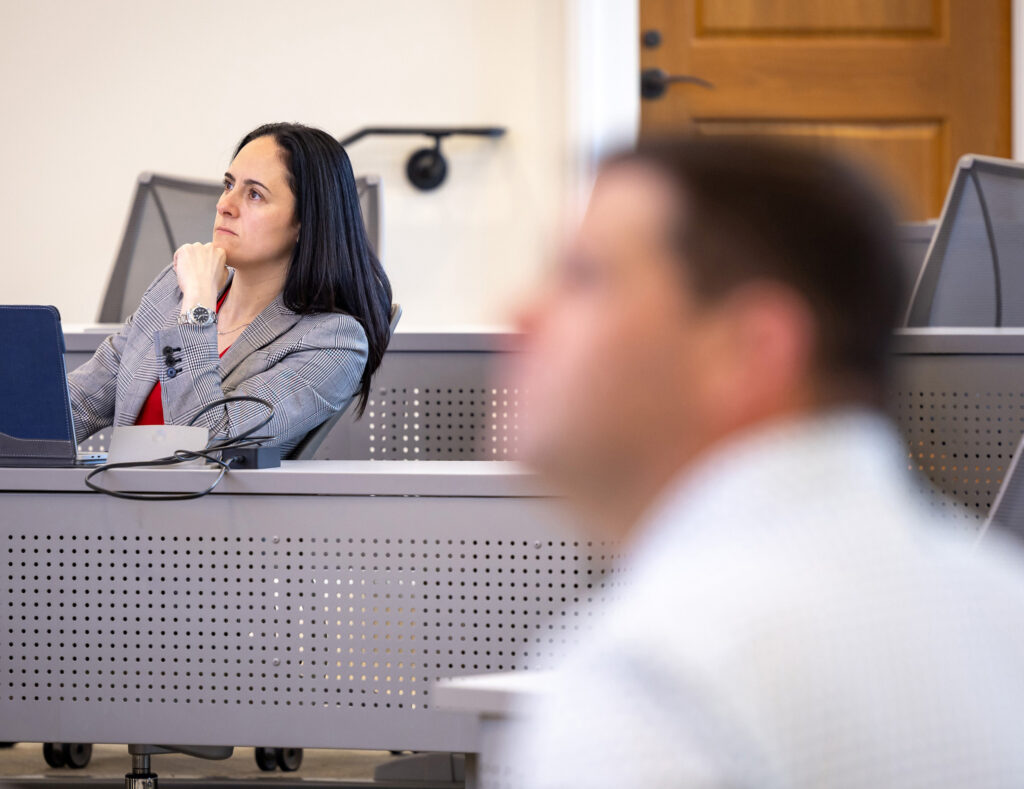 focus on female Executive MBA student in classroom