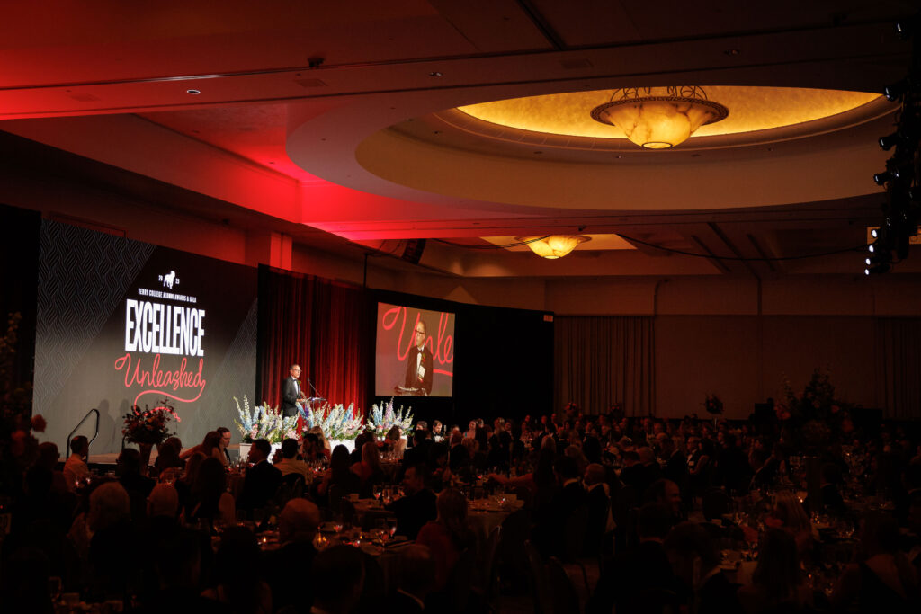 gala-ballroom-2025 Presentation at the ballroom during the 2025 Alumni Awards and Gala
