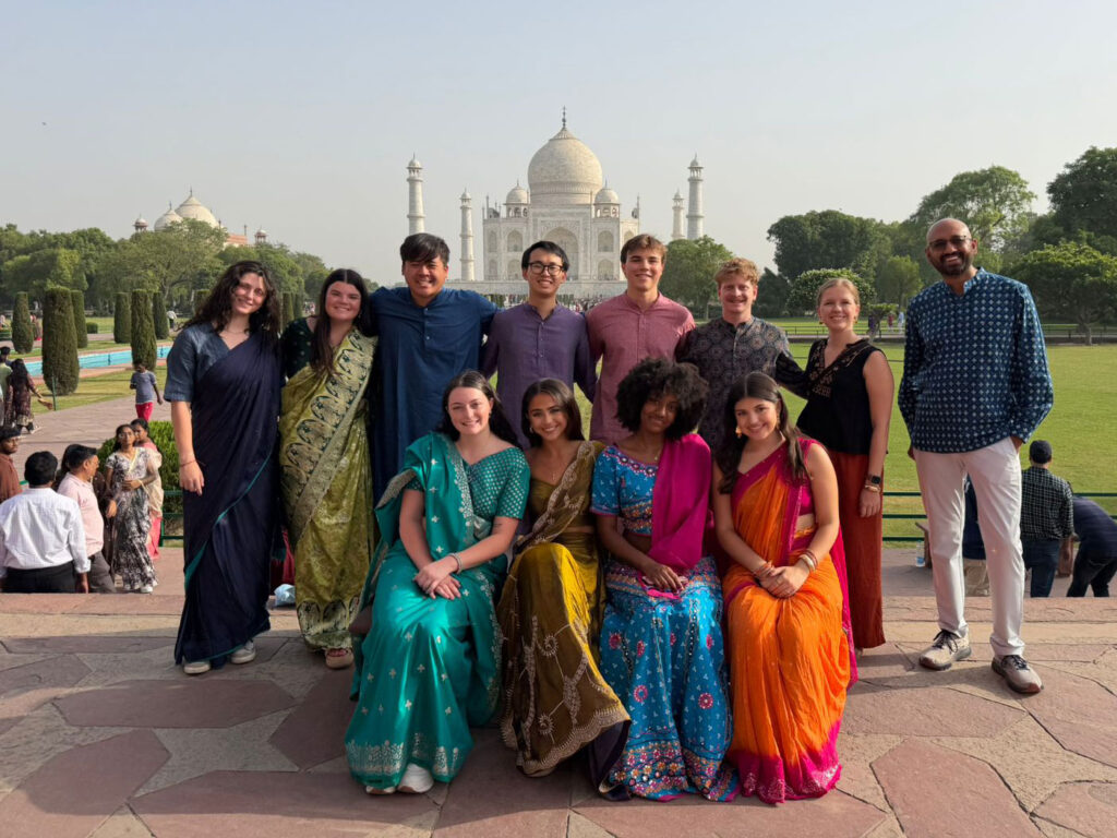 group of students with faculty member outside Taj Mahal