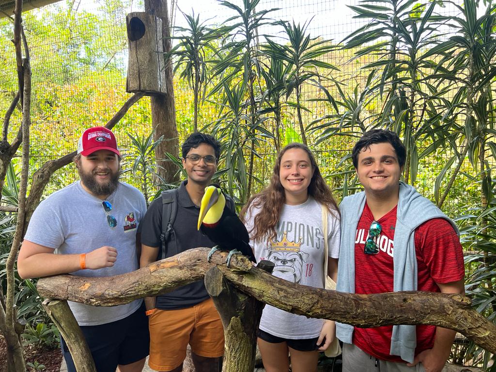 Terry students posing with Toucan in Costa Rica