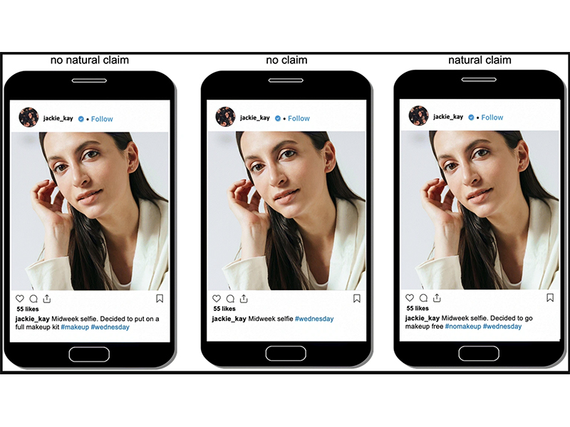 Rosanna Smith's found that Instagram users rated each of these photos differently based on the inclusion of #nomakeup tags.