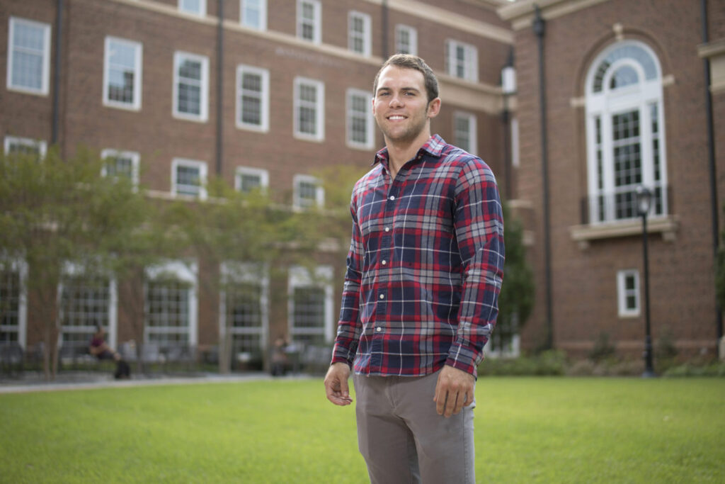 Joshua Anderson poses for a photo on the University of Georgia campus.