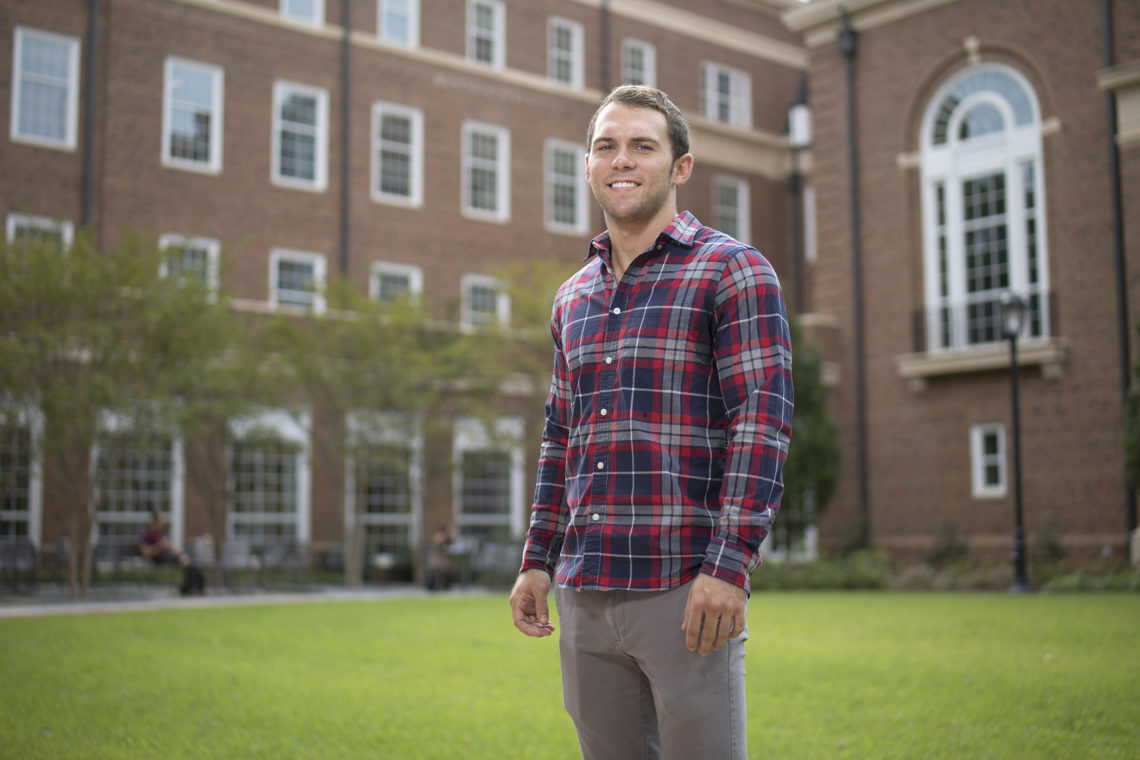 Joshua Anderson poses for a photo on the University of Georgia campus.