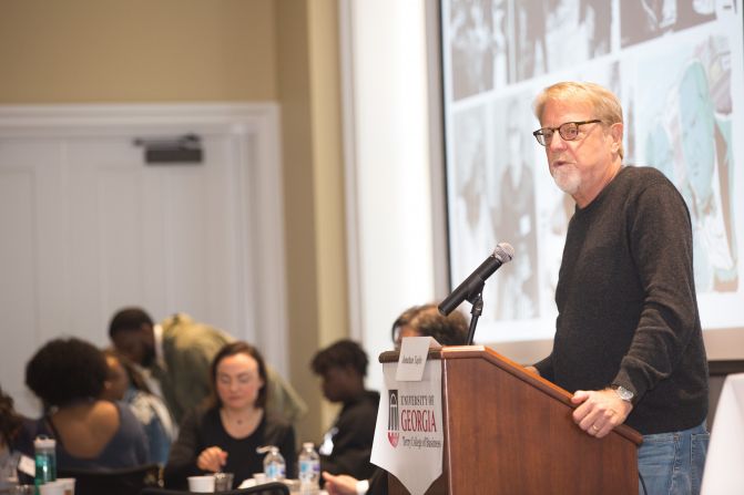 Jonathan Taplin delivers the keynote address at the Artists' Rights Symposium.