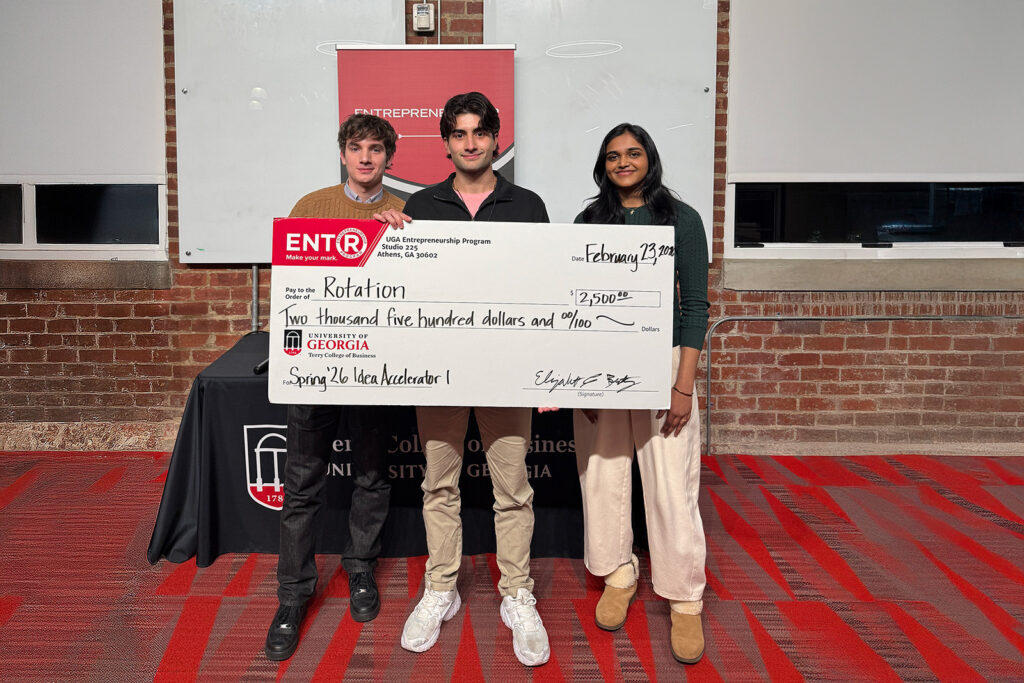 notblurryrotation Skylar Ventura, center, poses with a prize check and runners up Dylan DiSimone and Panavi Gogieneni.