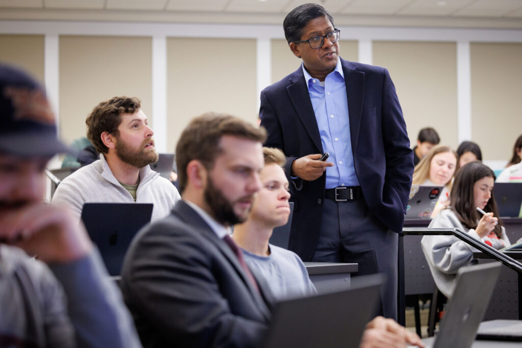 Santanu Chaterjee instructing students in classroom