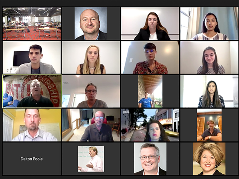 UGA student competitors and faculty from UGA’s Entrepreneurship Program join a panel of judges on Zoom during the 2020 Summer Design Sprint virtual pitch competition