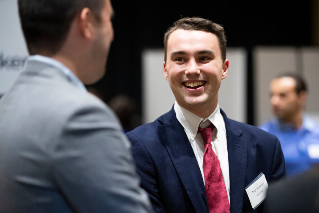 conversation at career fair